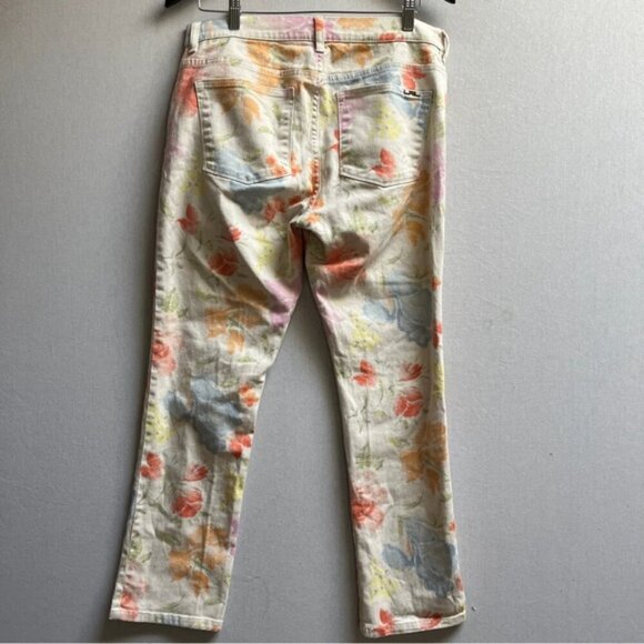 Lauren Jeans Co. Jeans Floral Denim Straight Leg Pockets Sz 12 - Picture 2 of 13